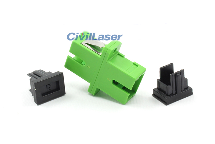 SC APC Fiber Optic Adapter Singal Core Green Plastic Flange